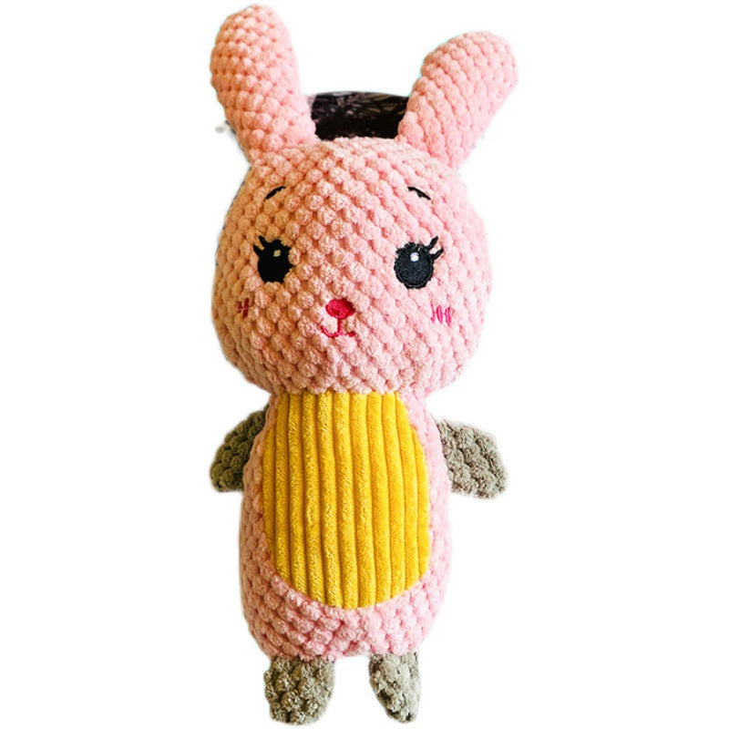 Kuscheltier für den Hund, Rosa Plüschhase, Hundespielzeug Quietschen für Spiel und Entspannung, Langeweile lindern