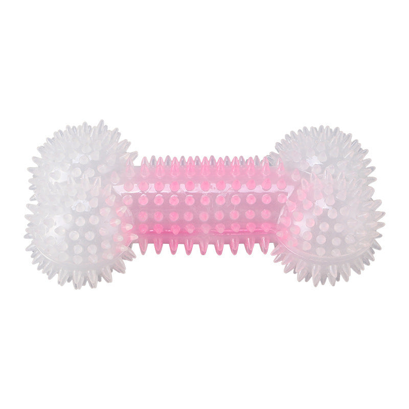 Kauknochen Hund, Gummiertes Knochen Kauspielzeug mit Weiche Dornen, für gesunde Zähne & ausgelassene Spielstunden, Rosa