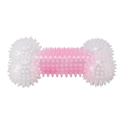 Kauknochen Hund, Gummiertes Knochen Kauspielzeug mit Weiche Dornen, für gesunde Zähne & ausgelassene Spielstunden, Rosa