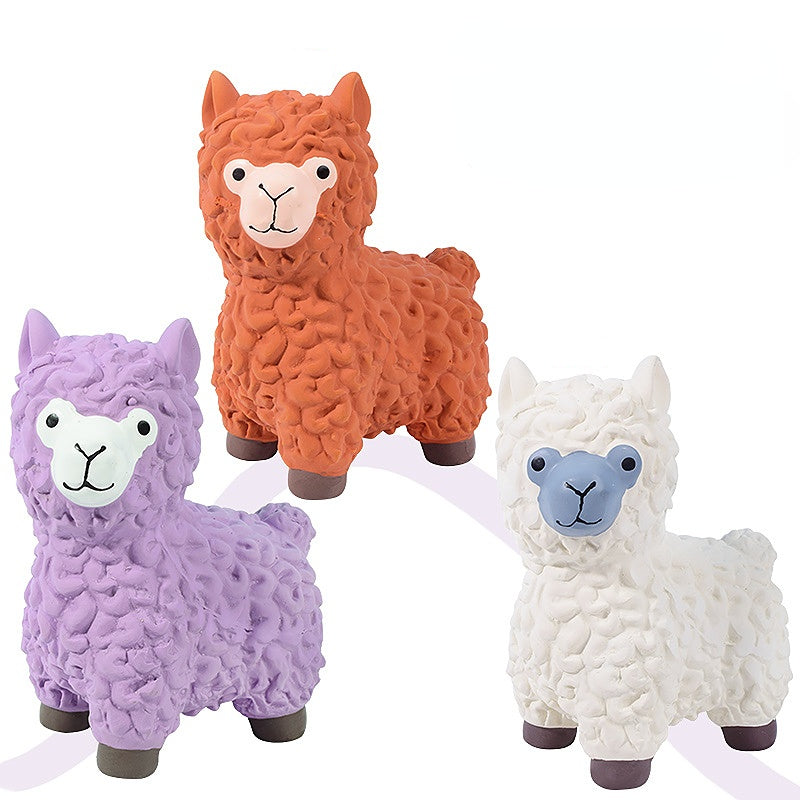 Hund Spielzeug, Alpakaform Spielzeug für Hunde aus Latex, interaktives Kauspielzeug Hund mit Sound in Drei Farben