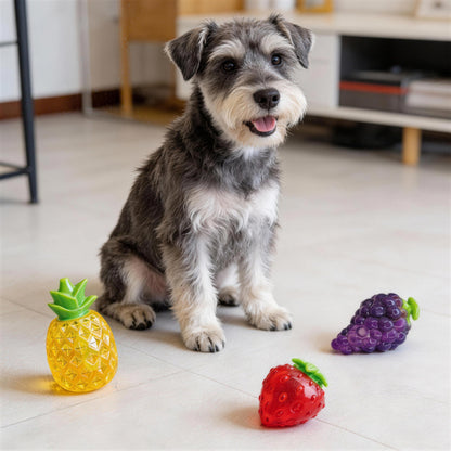 Spielzeug für den Hund, TPR-Interaktives Obstspielzeug, Hundespielzeug Quietschen, Intelligenzspielzeug mit Snackfunktion