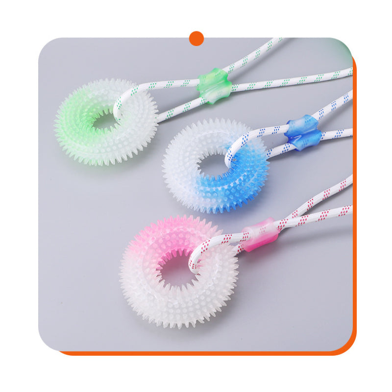 Hundespielzeug Unkaputtbar, Handseil Weicher Dornenring aus Gummi, für Interaktives Tauziehen-Spiel mit Hund, Drei Farben