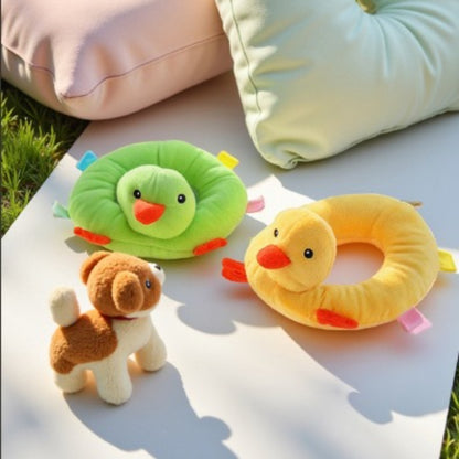 Kuscheltier für den Hund, Kleiner gelber Entenkreis, für sanfte Zähnchen & Spielstunden, verfügbar in Gelb und Grün (1 Stück)