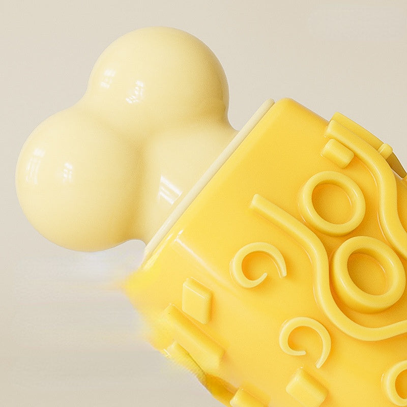 Kauknochen Hund, TRP Knochenkauspielzeug, Hundespielzeug Quietsch in Beige oder Gelb, für Zahnpflege und Spielspaß