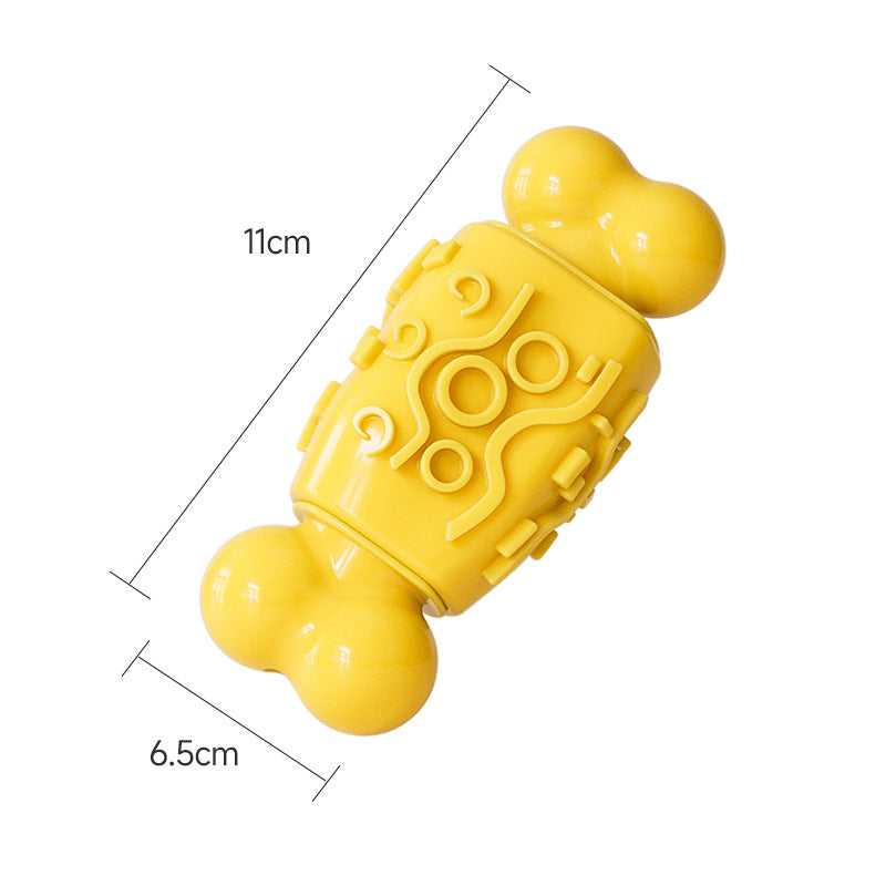 Kauknochen Hund, TRP Knochenkauspielzeug, Hundespielzeug Quietsch in Beige oder Gelb, für Zahnpflege und Spielspaß