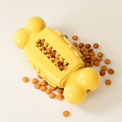 Kauknochen Hund, TRP Knochenkauspielzeug, Hundespielzeug Quietsch in Beige oder Gelb, für Zahnpflege und Spielspaß