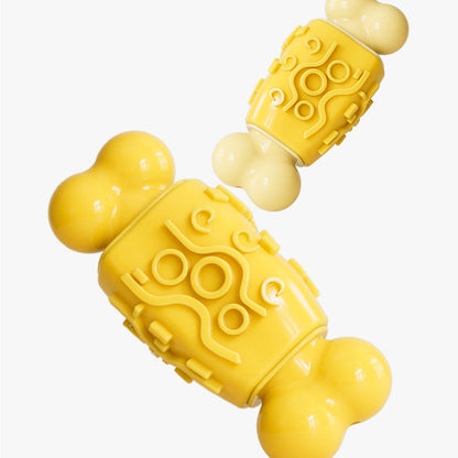 Kauknochen Hund, TRP Knochenkauspielzeug, Hundespielzeug Quietsch in Beige oder Gelb, für Zahnpflege und Spielspaß