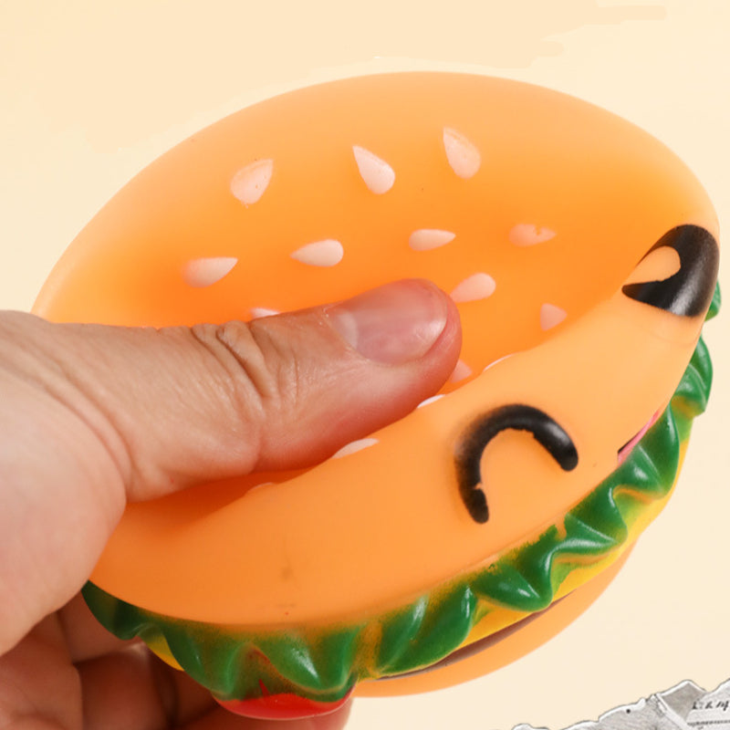 Hundespielzeug, Cartoon Burger, lustiges Hundespielzeug Quietschen, weich & langlebig, 3er Set für kleine und große Hunde
