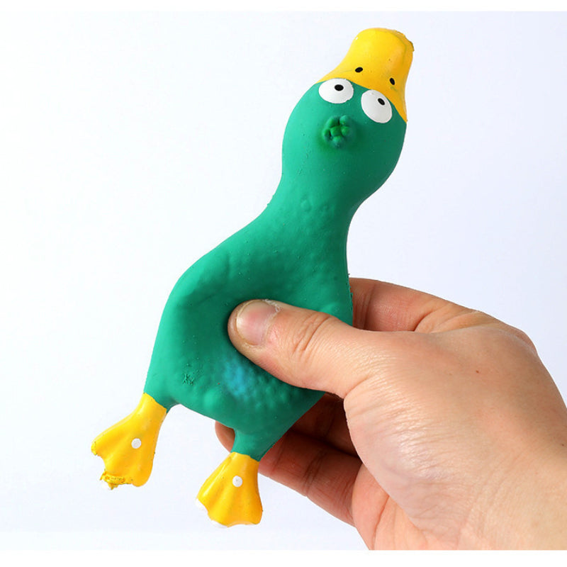 Hundespielzeug, Gummihühnchen in Rot, Gelb, Blau, Hundespielzeug Quietsch, 17 cm lang, ideal zum Spielen & Entspannen, 3er Set