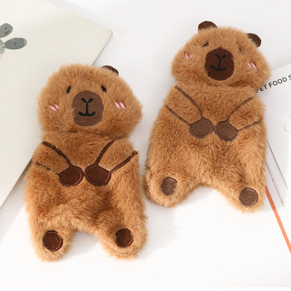 Kuscheltier für den Hund, Hochwertiger Plüsch-Braunbär mit Quietscher & Krinklepapier für interaktiven Spielspaß, 2er Set