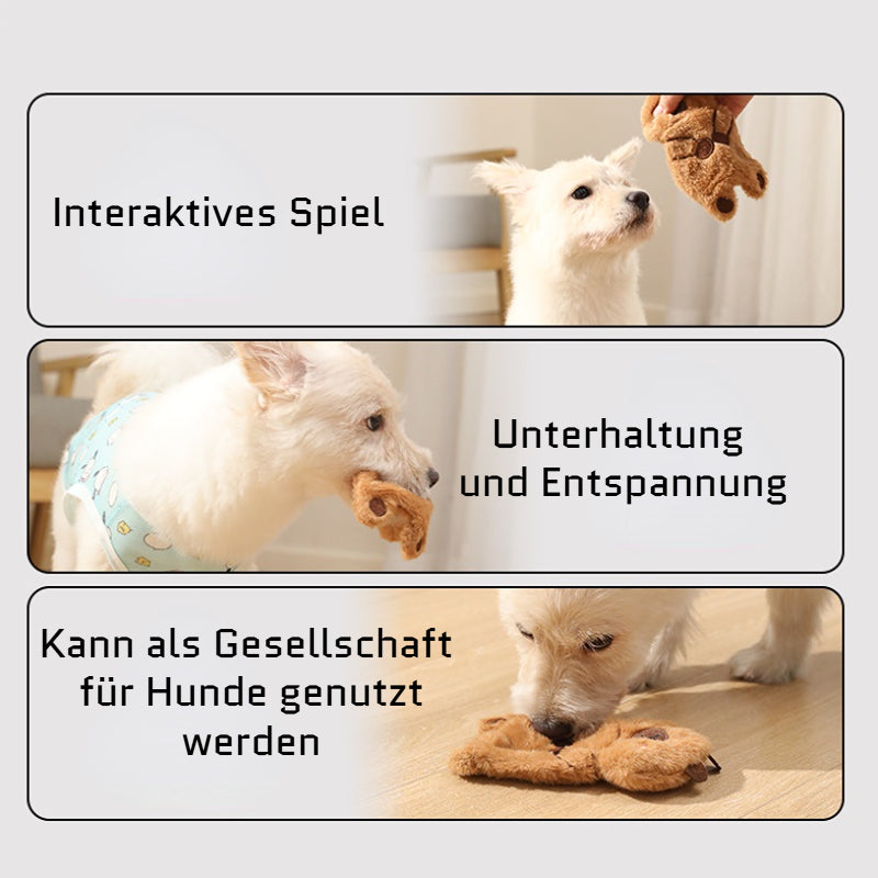 Kuscheltier für den Hund, Hochwertiger Plüsch-Braunbär mit Quietscher & Krinklepapier für interaktiven Spielspaß, 2er Set