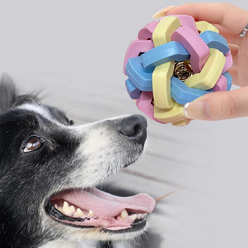 Hundespielzeug, TRP Macaron Farb Geflochtener Glocken-Hundeball, Wurfspielzeug Hund, Drei Größen für alle Hunde