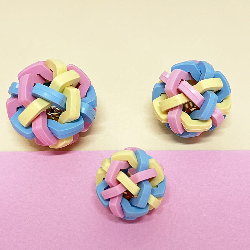 Hundespielzeug, TRP Macaron Farb Geflochtener Glocken-Hundeball, Wurfspielzeug Hund, Drei Größen für alle Hunde