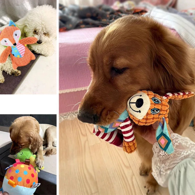 Kuscheltier für Hunde, Weiches Tier-Spielzeug aus Plüsch mit BiBi Geräuschen, für kleine Hunde zum Kauen & Spielen, Drei Stile