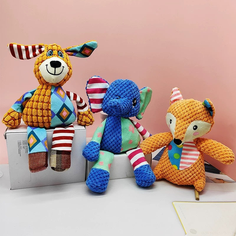 Kuscheltier für Hunde, Weiches Tier-Spielzeug aus Plüsch mit BiBi Geräuschen, für kleine Hunde zum Kauen & Spielen, Drei Stile