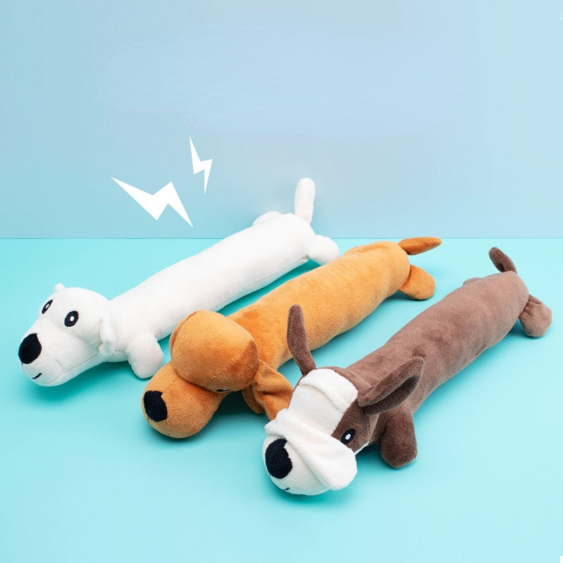 Hund Kuscheltiere, Weiche PP-Baumwolle Langformige Hundespielzeuge mit BiBi-Geräusch, Kauspielzeug für Hunde, 3 Farben