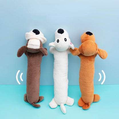 Hund Kuscheltiere, Weiche PP-Baumwolle Langformige Hundespielzeuge mit BiBi-Geräusch, Kauspielzeug für Hunde, 3 Farben