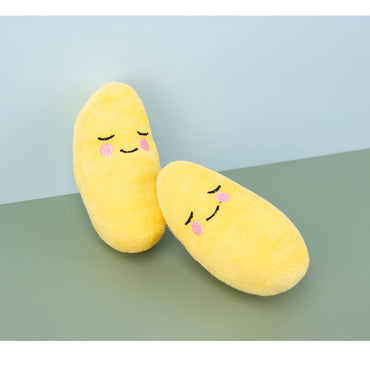 Kuscheltier für den Hund, Cartoon Gelber Mond mit BiBi-Sound, Kuscheltier für Welpen, Kauspielzeug für kleine Hunde, 11 cm lang