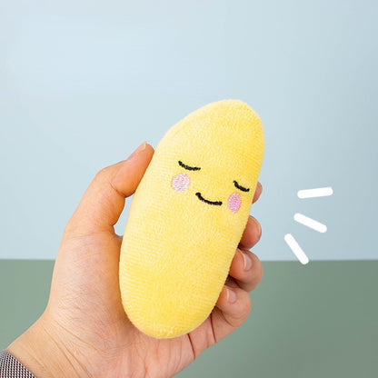 Kuscheltier für den Hund, Cartoon Gelber Mond mit BiBi-Sound, Kuscheltier für Welpen, Kauspielzeug für kleine Hunde, 11 cm lang