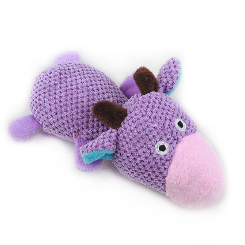 Kuscheltier für Hunde, Lustige Lila Kuh & Grüne Ente, Hundespielzeug Quietschen, Saubere Zähne, Langeweile lindern für Hunde