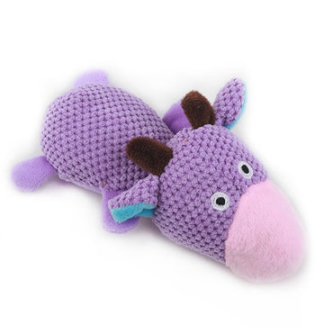 Kuscheltier für Hunde, Lustige Lila Kuh & Grüne Ente, Hundespielzeug Quietschen, Saubere Zähne, Langeweile lindern für Hunde