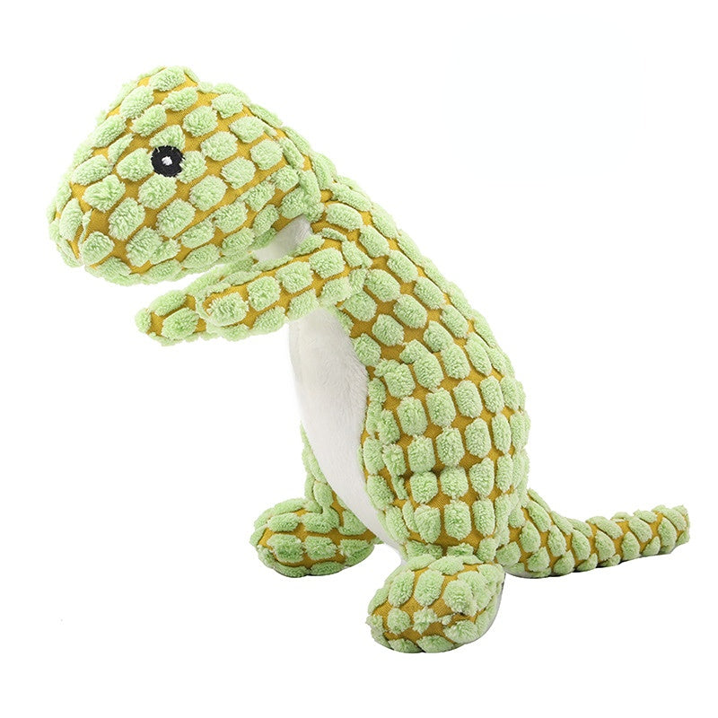 Kuscheltier für den Hund, Plüsch Dinosaurier in Orange, Kaffee und Grün, Hundespielzeug Quietsch für jede Hunderasse (1 Stück)