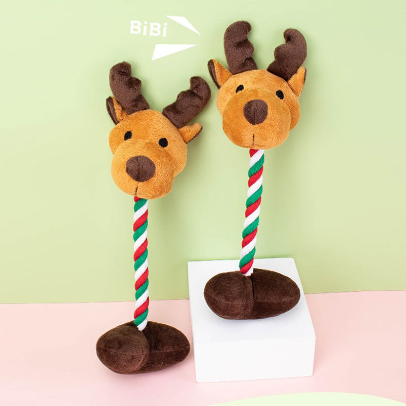 Hund Kuscheltiere, Baumwollseil Elch Hund Spielzeug, kopf mit BiBi-Sound, Kauspielzeug für kleine Hunde (1 Stück)