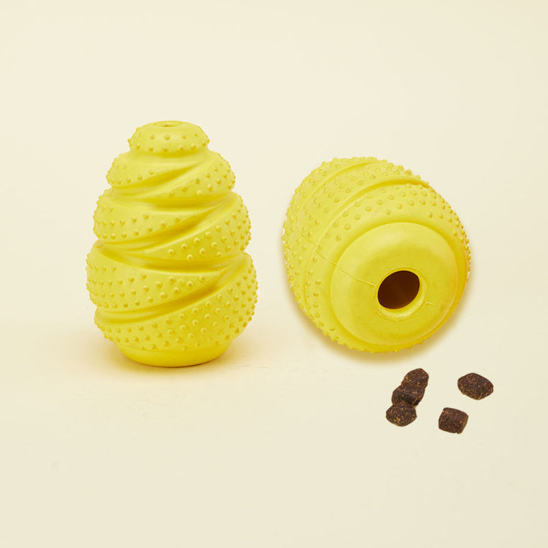 Unzerstörbares Hundespielzeug, gelbes ovales Kauspielzeug aus Gummi, Drei Größen für alle Hunde & perfekt zum Spielen