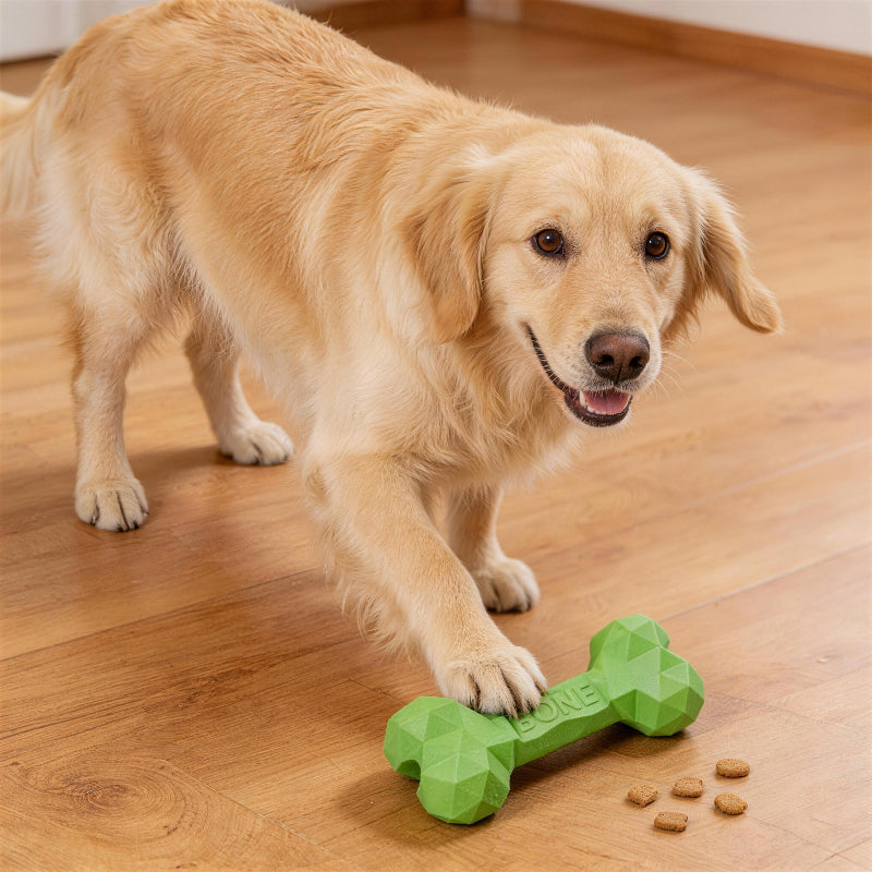 Kauknochen Hund, Knochenförmiges Gummi mit Diamantförmiger Textur, Kauspielzeug für Hunde, drei Farben & Größen