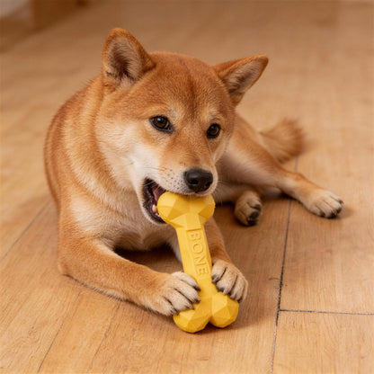 Kauknochen Hund, Knochenförmiges Gummi mit Diamantförmiger Textur, Kauspielzeug für Hunde, drei Farben & Größen