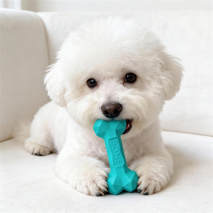 Kauknochen Hund, Knochenförmiges Gummi mit Diamantförmiger Textur, Kauspielzeug für Hunde, drei Farben & Größen