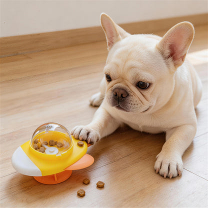 Hunde Intelligenzspielzeug, Gelbes Raketen-Futterspielzeug mit Saugfuß, Beschäftigungsspielzeug für Kleine & Mittlere Hunde