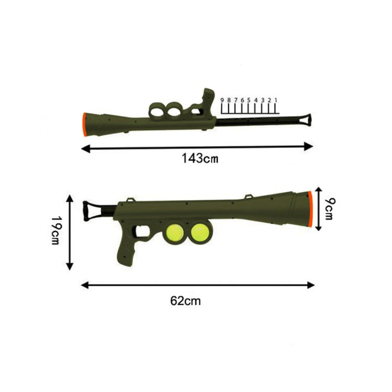 Hund Spielzeug, Interaktiver Grün Tennisballwerfer für Hunde aus ABS mit 2 Bällen, Praktisches Wurfspielzeug, Mit Umhängegurt