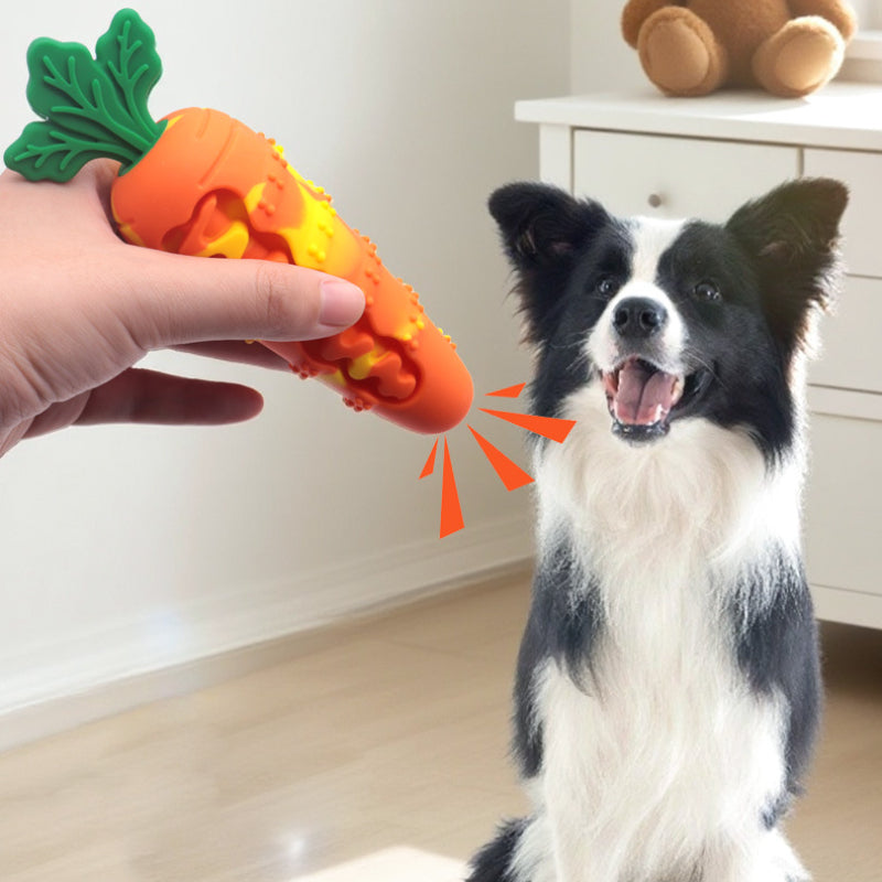 Unkaputtbares Hundespielzeug, Silikon-Karotte mit Quietsche für endlosen Spielspaß, langlebig & sicher, Drei Farben