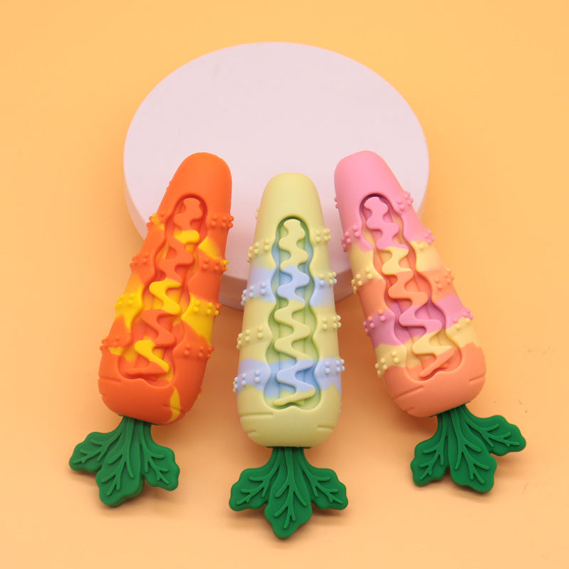 Unkaputtbares Hundespielzeug, Silikon-Karotte mit Quietsche für endlosen Spielspaß, langlebig & sicher, Drei Farben