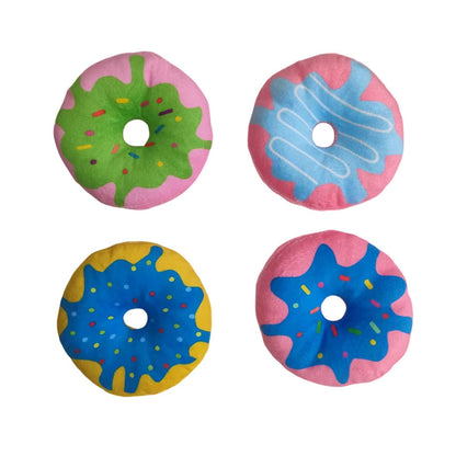Kuscheltier für den Hund, Druck donut mit BiBi-Geräusch, Kauspielzeug für Hunde, 4 Farben wählbar (1 Stück)