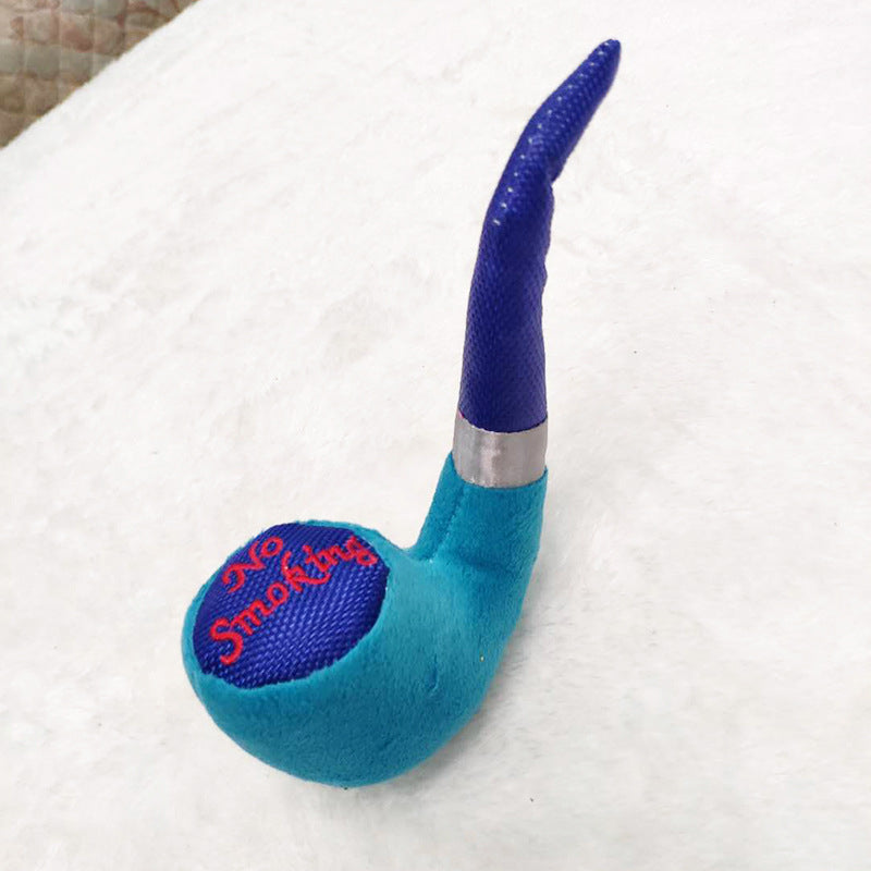 Kuscheltier für den Hund, Plüschtier in Pfeifenform mit Quietsche, Hundespielzeug in Drei Farben für Interaktive Spiele