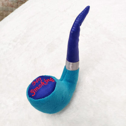 Kuscheltier für den Hund, Plüschtier in Pfeifenform mit Quietsche, Hundespielzeug in Drei Farben für Interaktive Spiele