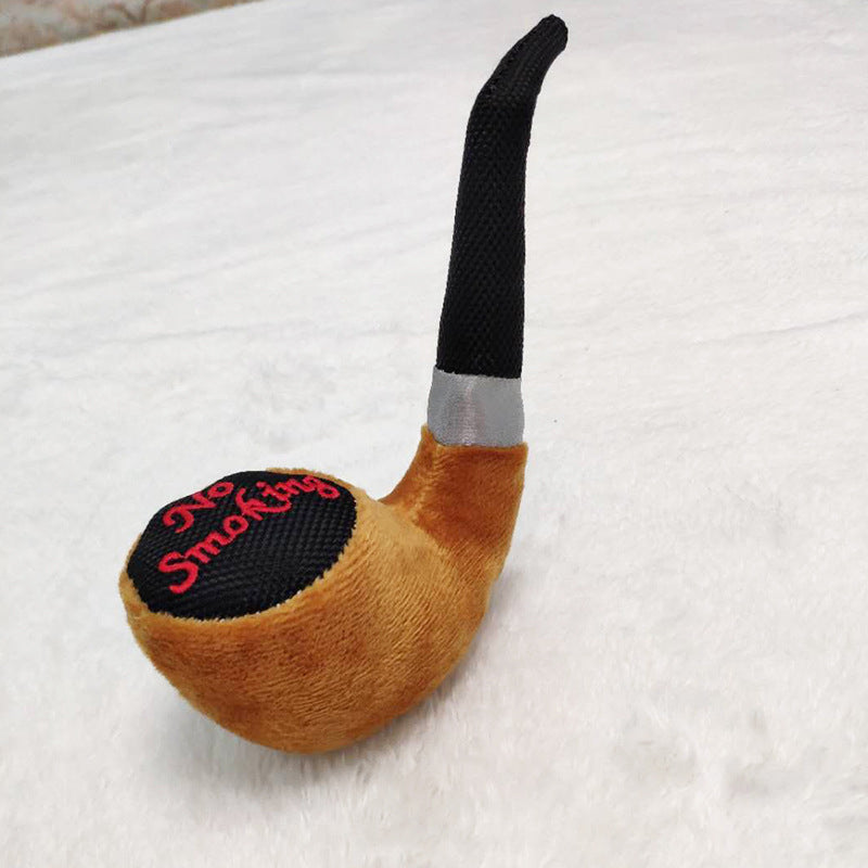 Kuscheltier für den Hund, Plüschtier in Pfeifenform mit Quietsche, Hundespielzeug in Drei Farben für Interaktive Spiele