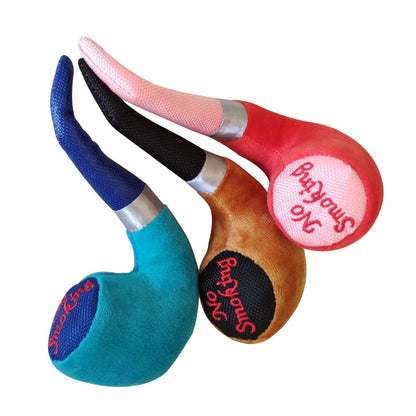 Kuscheltier für den Hund, Plüschtier in Pfeifenform mit Quietsche, Hundespielzeug in Drei Farben für Interaktive Spiele