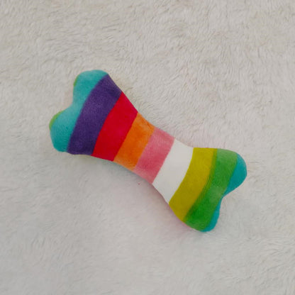 Kuscheltier für den Hund, Buntes Plüschknochenspielzeug mit BiBi-Geräusch, Bissfest für glückliche Hundestunden, Zwei Stile