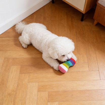 Kuscheltier für den Hund, Buntes Plüsch Knochen mit Quietscher, Kuscheliger Freund für Ihren Hund, 2 Stile