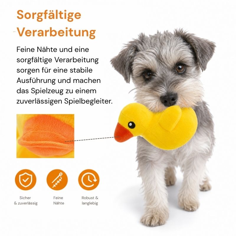 Kuscheltier für Hunde, Kleines Gelbes Entchen, Welpenspielzeug mit Quietscher, Perfekt Beruhigungsspielzeug
