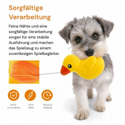 Kuscheltier für Hunde, Kleines Gelbes Entchen, Welpenspielzeug mit Quietscher, Perfekt Beruhigungsspielzeug