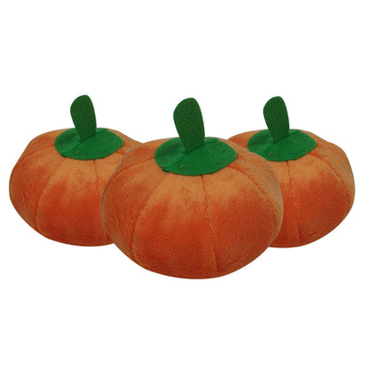 Kuscheltiere für Hunde, Orange Kürbis, Kuscheltier für Welpen mit Quietschenden, Zahnpflege-Spielzeug, Einzeln oder im 3er Set