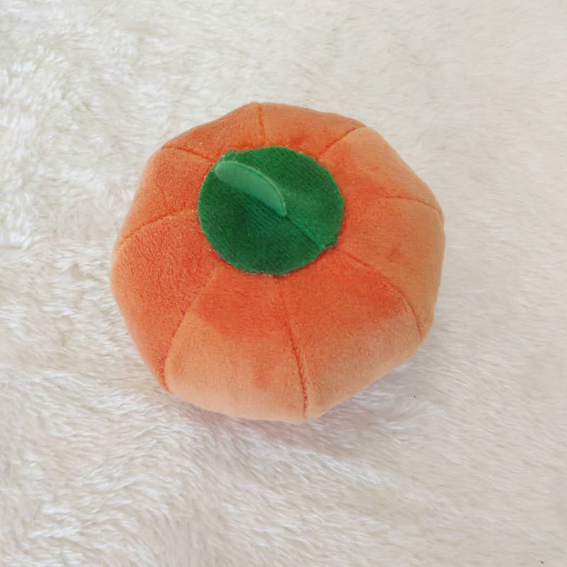 Kuscheltiere für Hunde, Orange Kürbis, Kuscheltier für Welpen mit Quietschenden, Zahnpflege-Spielzeug, Einzeln oder im 3er Set