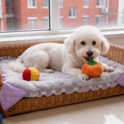 Kuscheltiere für Hunde, Orange Kürbis, Kuscheltier für Welpen mit Quietscher, Einzeln oder im 3er Set