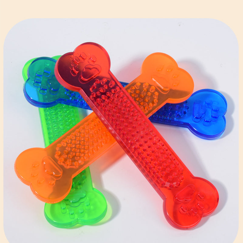Hundespielzeug Unkaputtbar, PVC Transparentes Knochen-Spielzeug, Kauspielzeug Hund, Flexible Beißbeständigkeit, Vier Farben