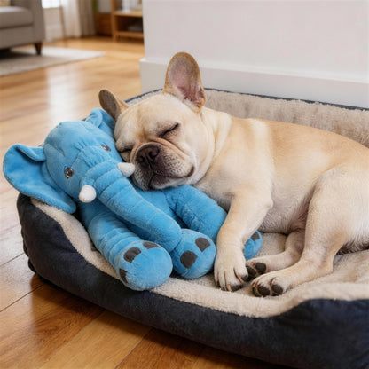 Kuscheltier für den Hund, Elefant in Form, Drei Farben und Größen, Weiches Plüschspielzeug, Beruhigend zum Einschlafen