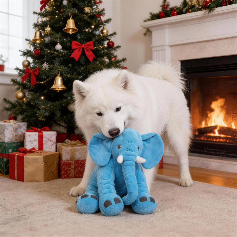 Kuscheltier für den Hund, Elefant in Form, Drei Farben und Größen, Weiches Plüschspielzeug, Beruhigend zum Einschlafen